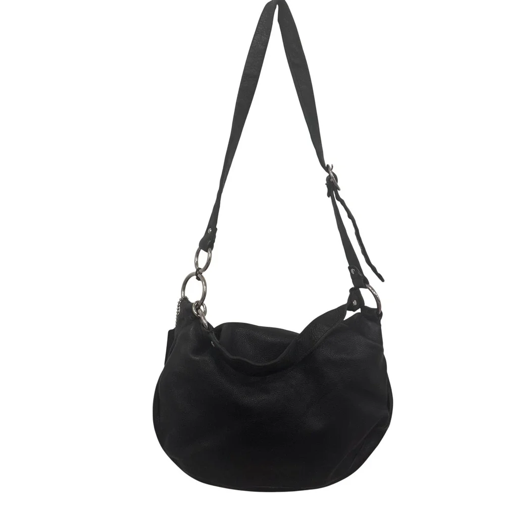 Coach Ali?Black Leather‎ Hobo Bag Silver Tone Hardware vintage 10x14x3 Prelove